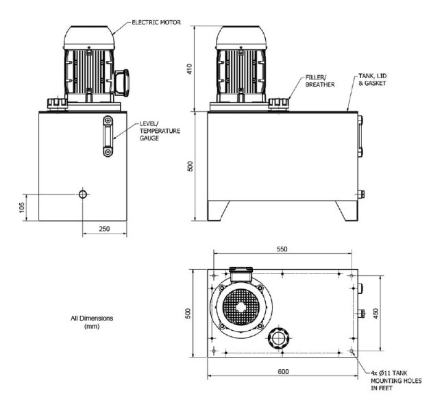 100 LTR TANK-142 BAR-32.8LPM POWERPACK